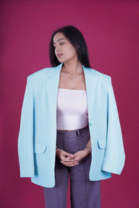 Baby Blue Oversized Statement Blazer