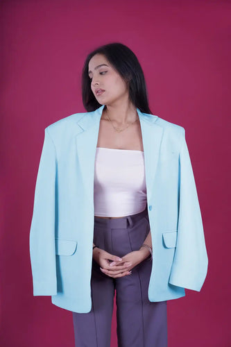 Baby Blue Oversized Statement Blazer