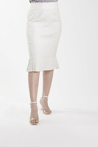 White Linen Pleated Skirt