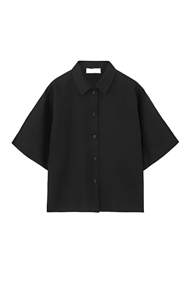 Black Linen Co-ord Set Women – Half-Sleeve Shirt & Straight-Leg Pants