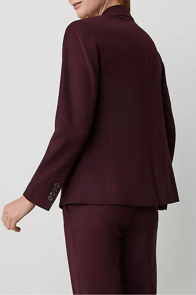 Wine Notched One Button Blazer