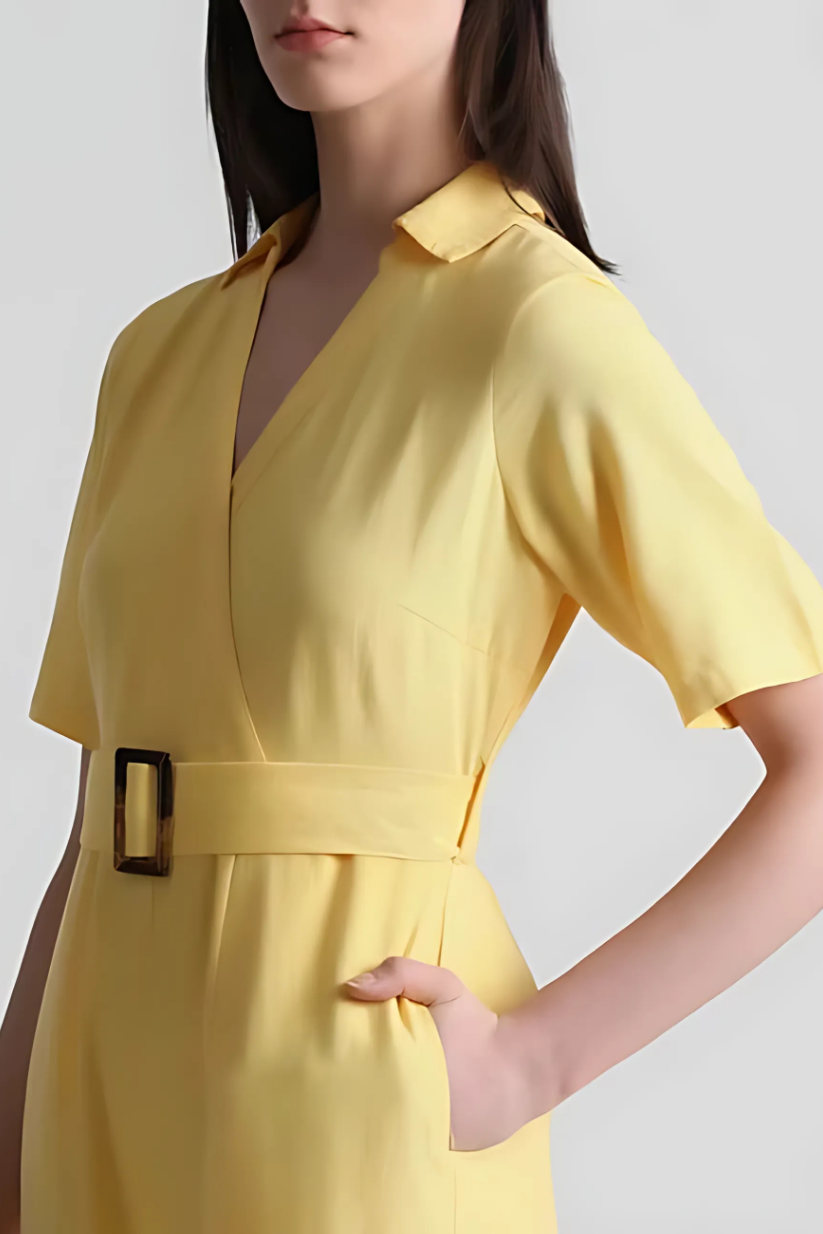 Yellow Wrap-Over Jumpsuit