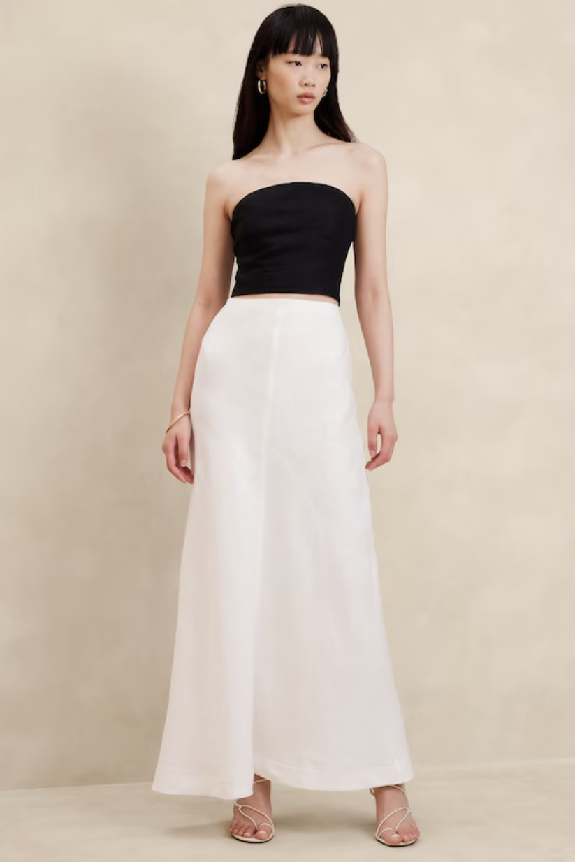 White Linen Maxi Skirt