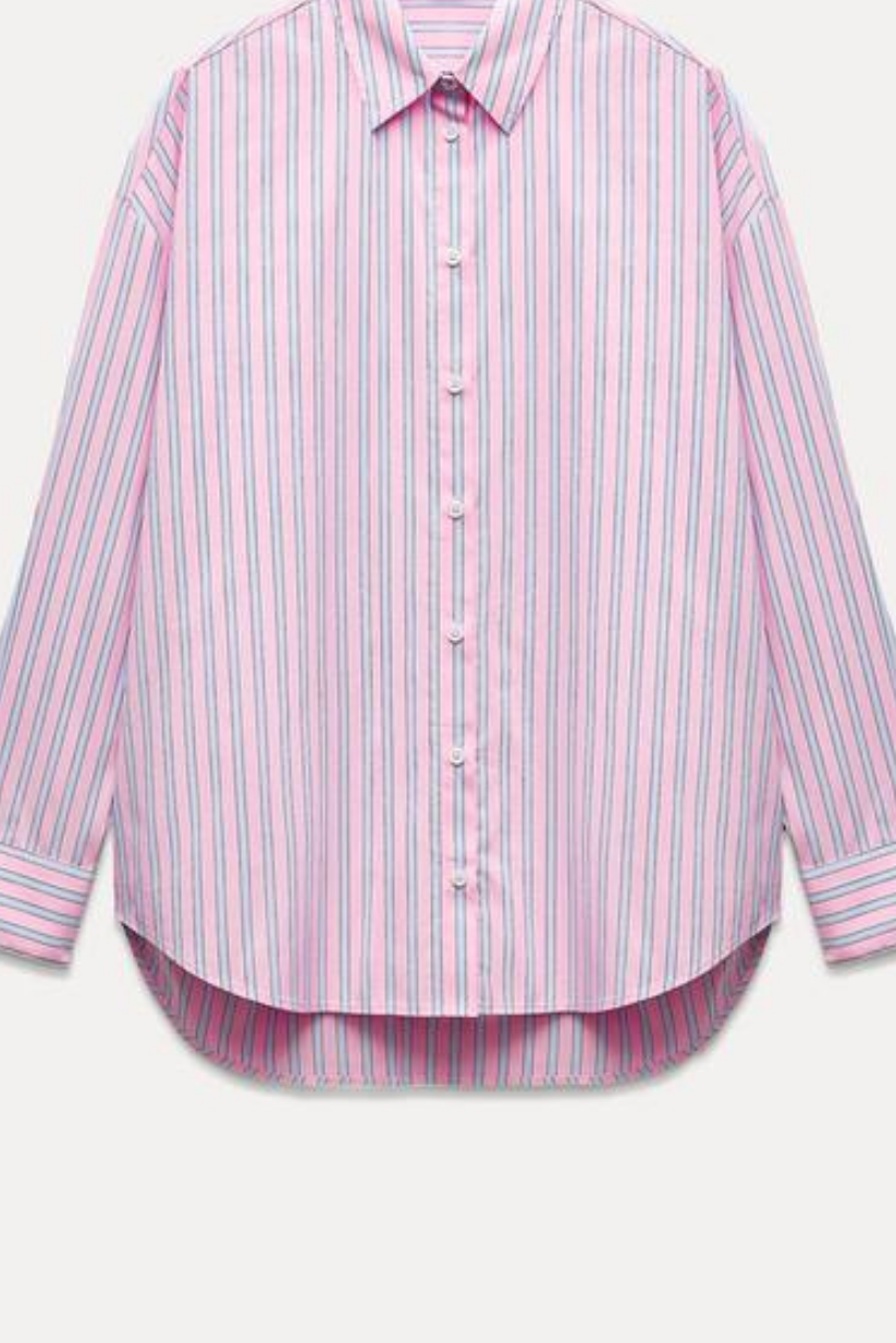 Pink Striped Boyfriend Shirt