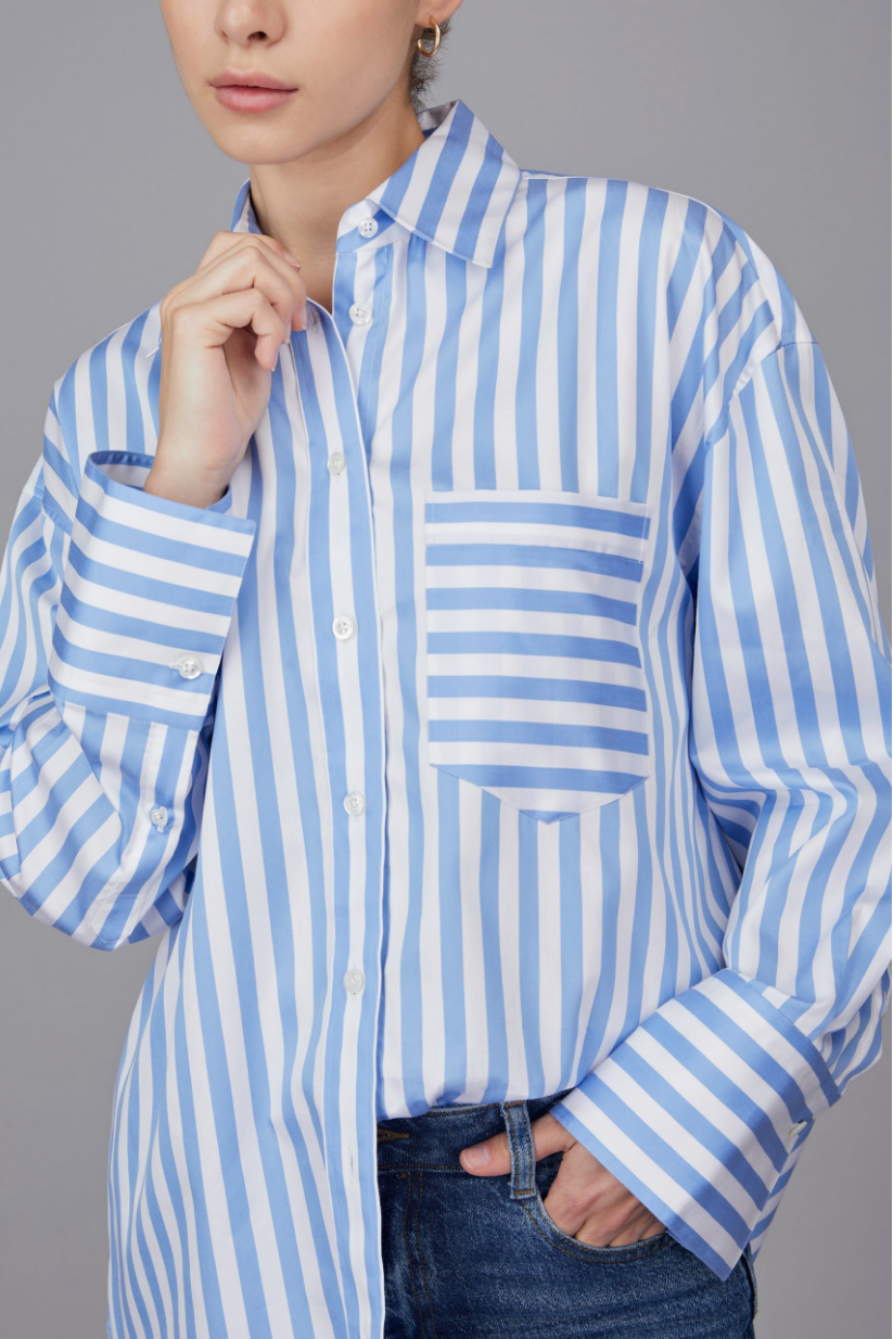 Blue Striped Boyfriend Shirt