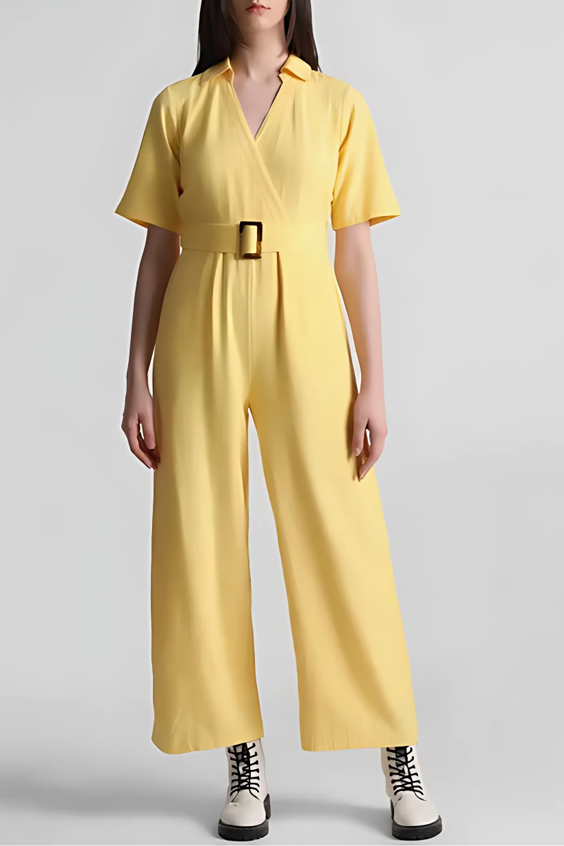 Yellow Wrap-Over Jumpsuit