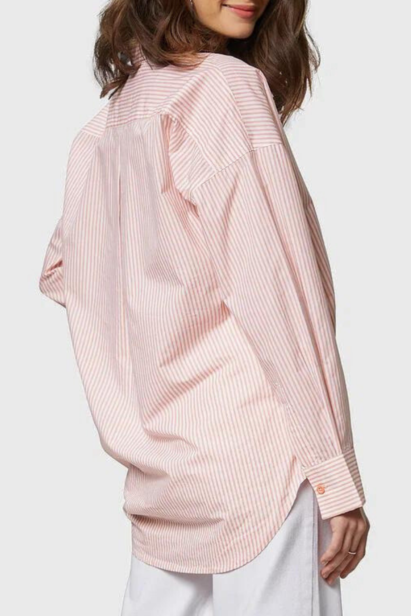 Peach Striped Boyfriend Shirt