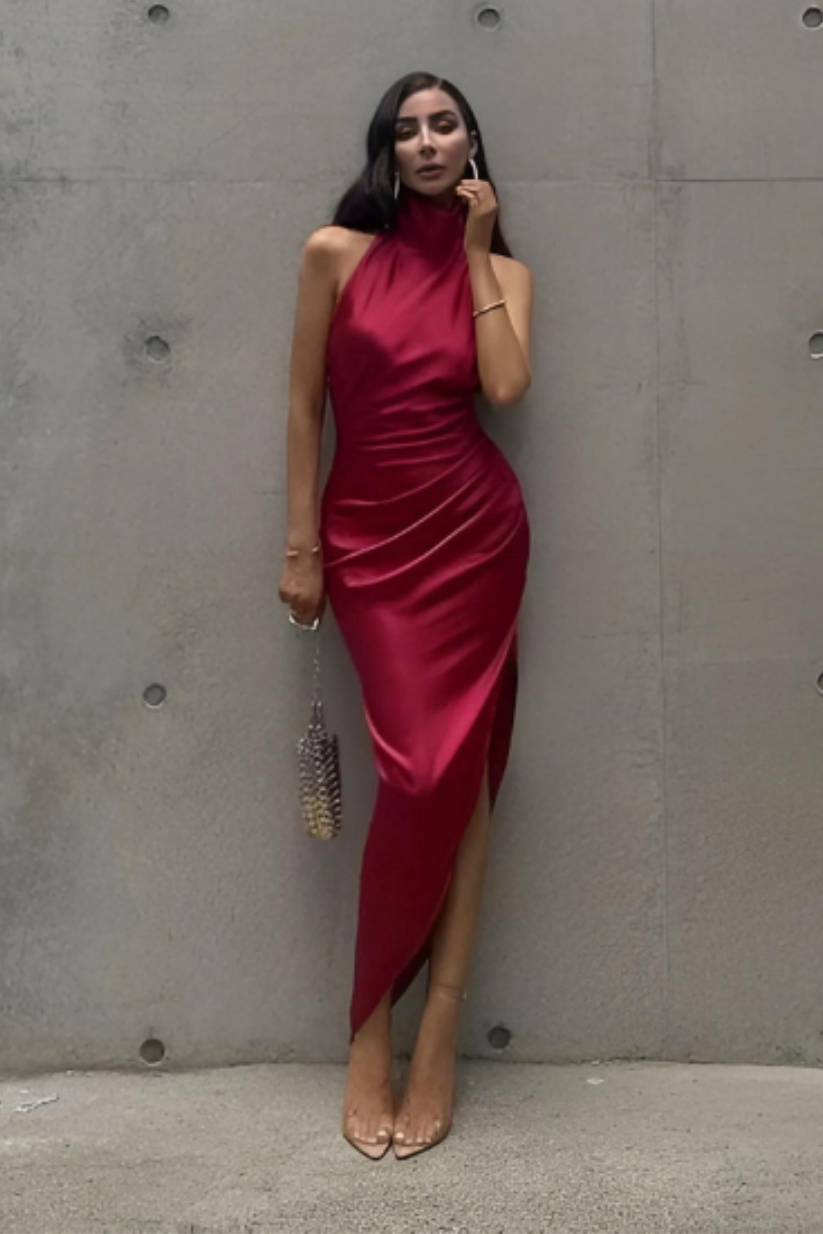 Maroon Side Slit Dress