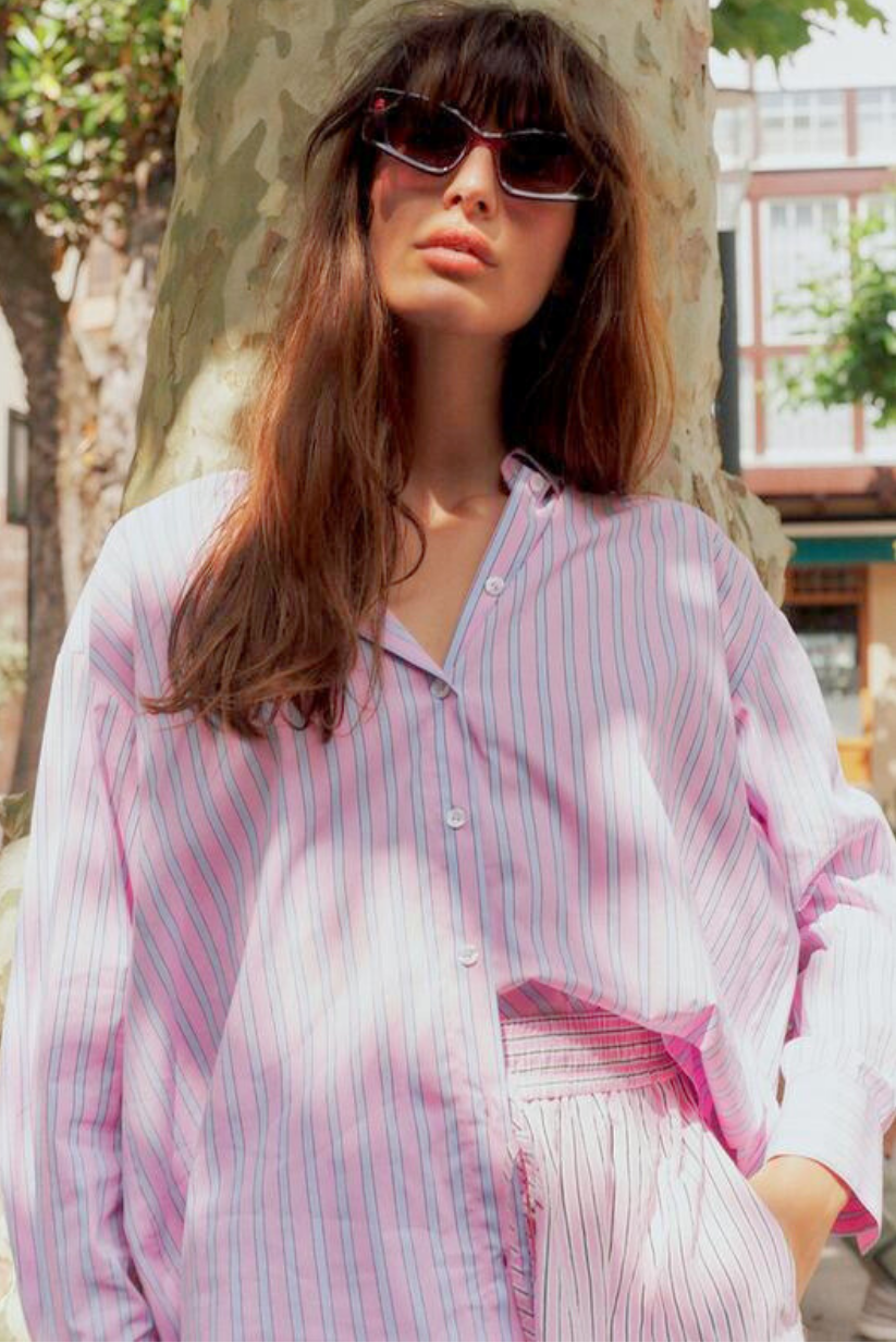 Pink Striped Boyfriend Shirt