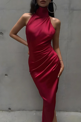 Maroon Side Slit Dress