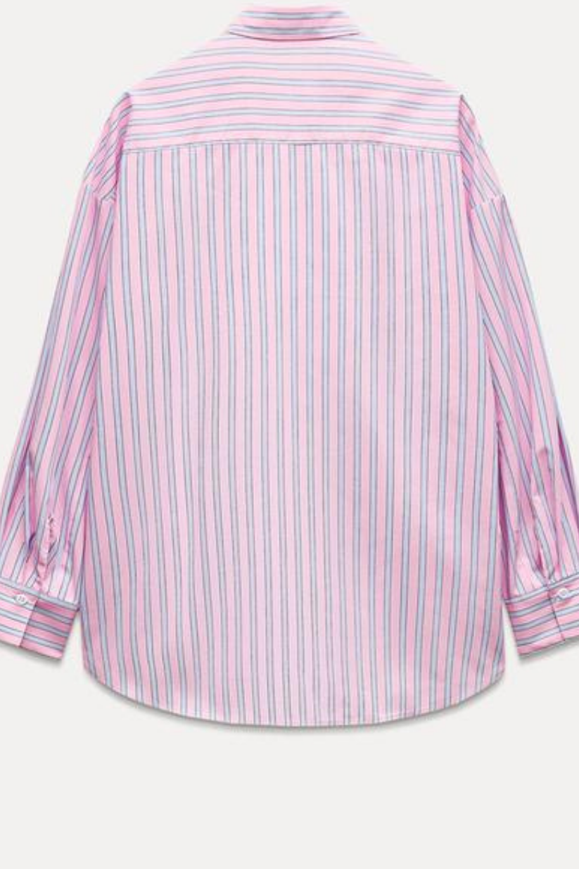 Pink Striped Boyfriend Shirt