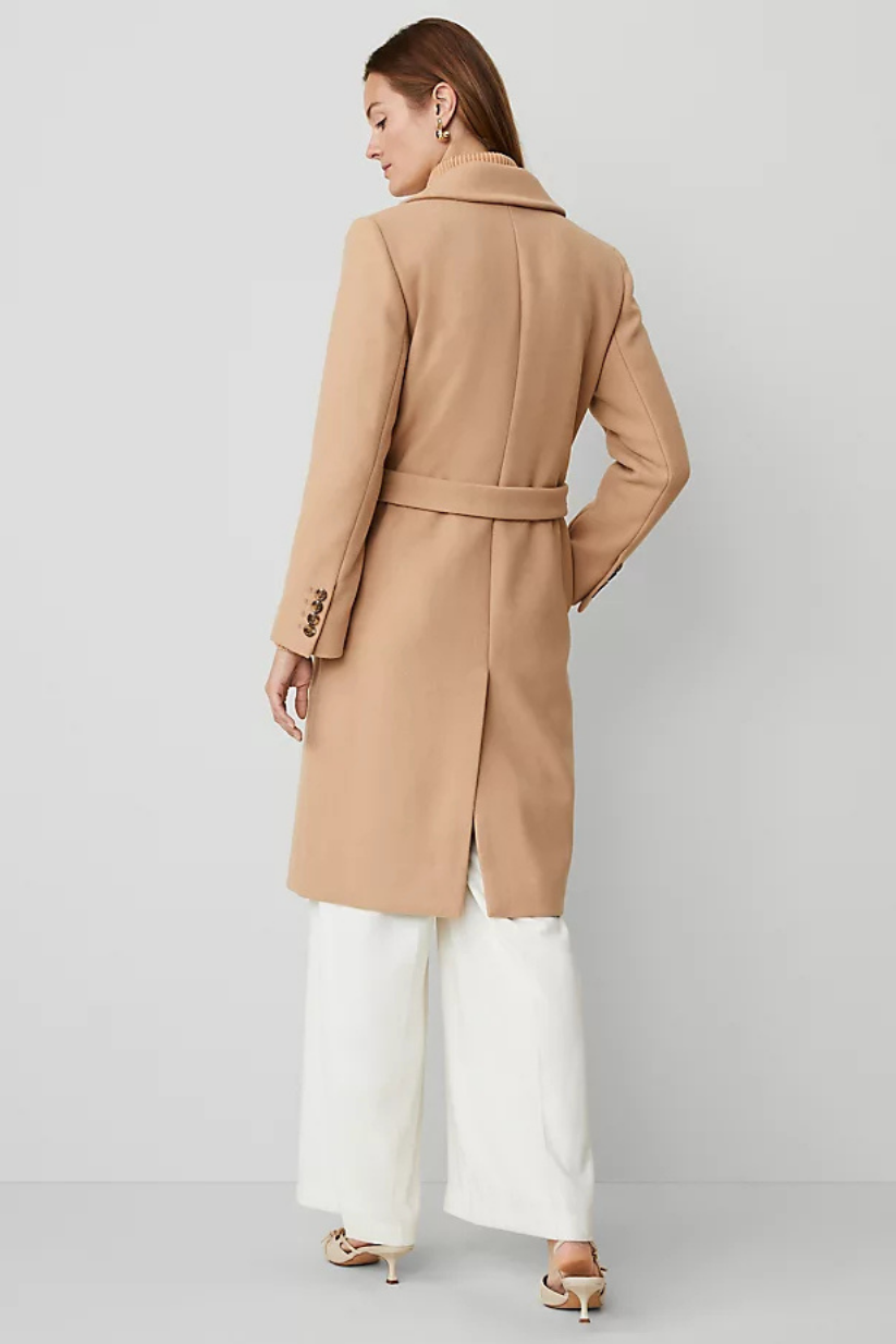 Beige Belted Tie Overcoat