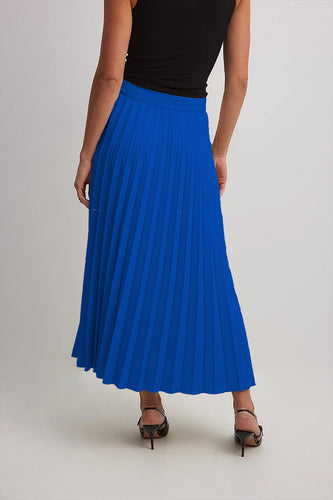 Royal Blue Pleated Midi Skirt