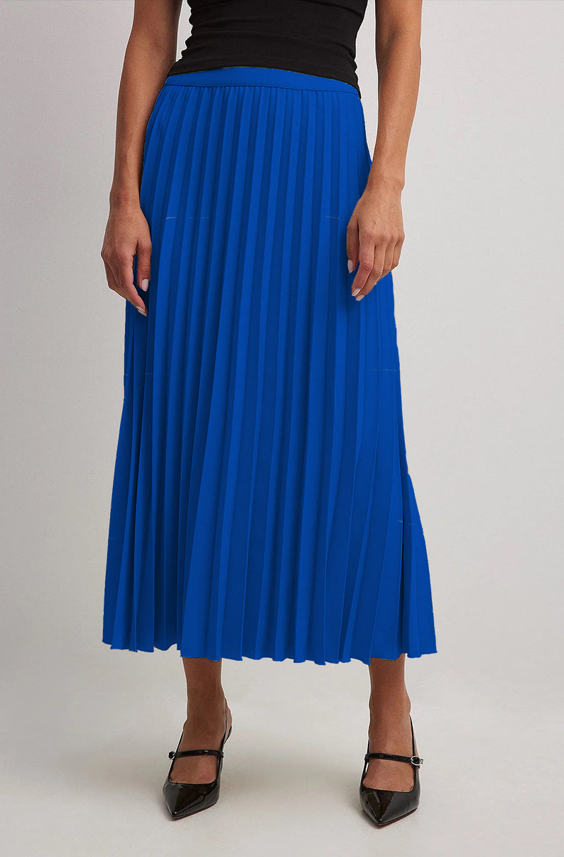 Royal Blue Pleated Midi Skirt