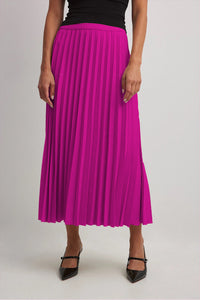 Magenta Pink Pleated Midi Skirt